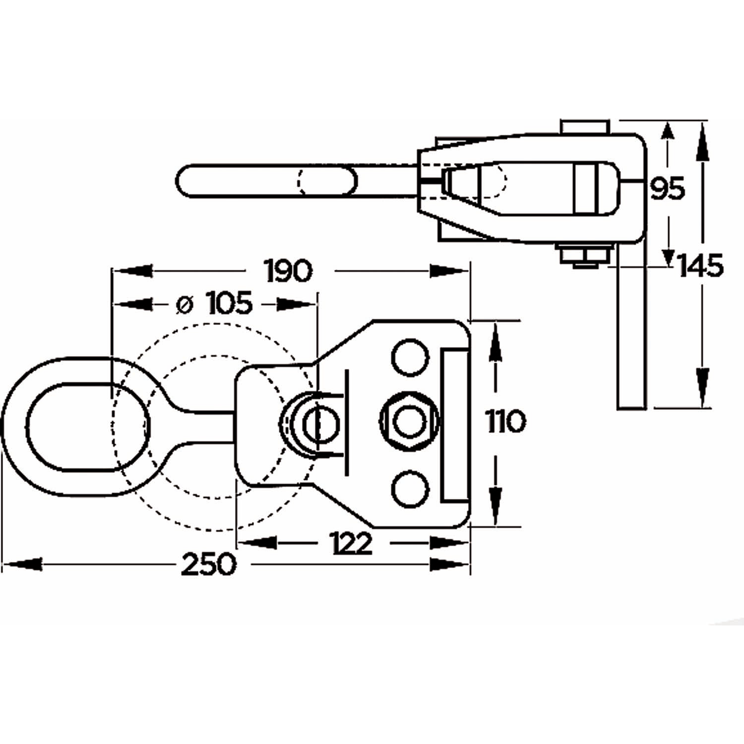 Industrias Rogen S.L.  Mordaza de presión regulable con bocas cortas  cóncavas 65 mm capacidad
